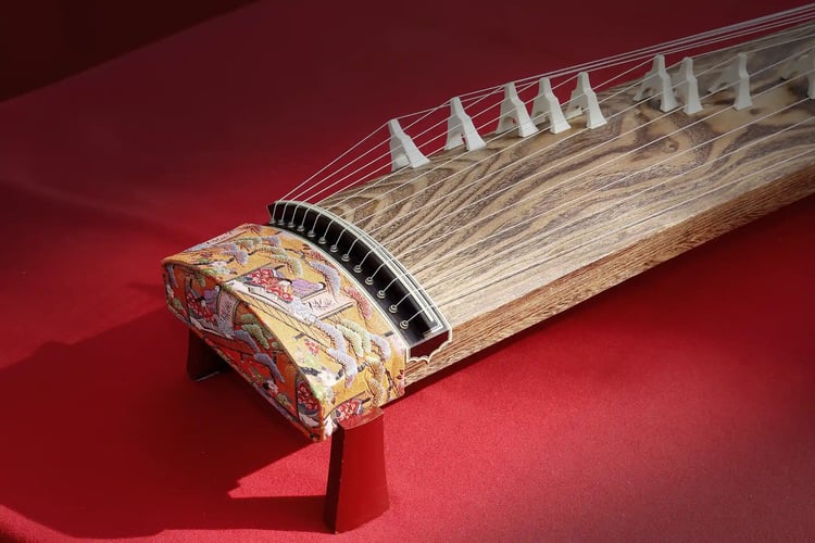 The koto, a traditional Japanese stringed instrument