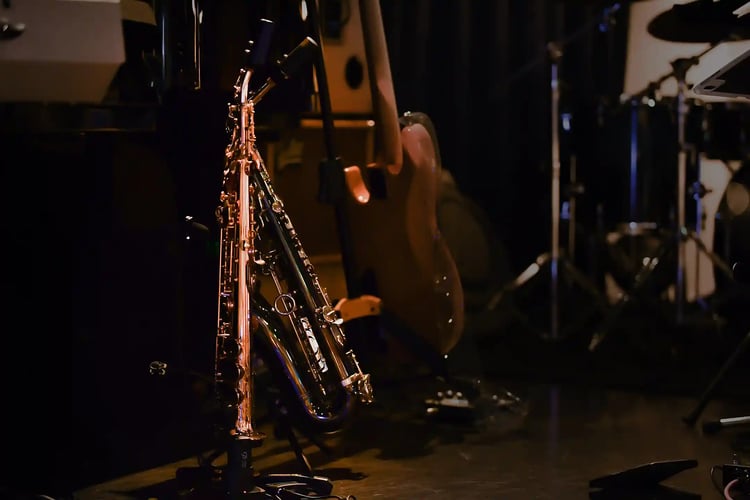 Saxophone performance before the main show at a jazz club