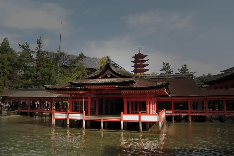 The scenery of Itsukushima Shrine in Miyajima