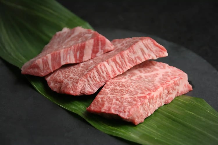 Thick-cut marbled Wagyu beef