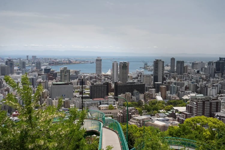 Kobe city viewed from Venus Bridge