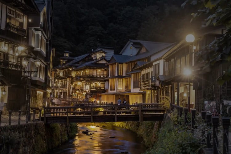 Ginzan Onsen in the evening light