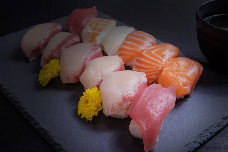 Traditional Japanese nigiri sushi