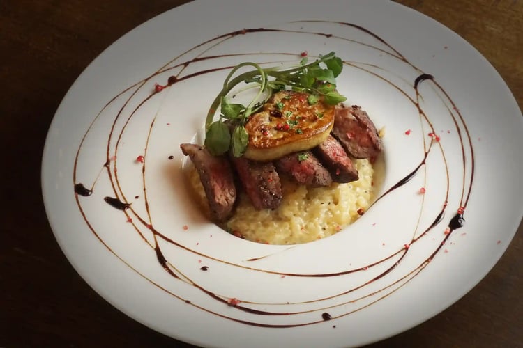 Domestic Japanese Black Wagyu and Foie Gras Brown Rice Risotto