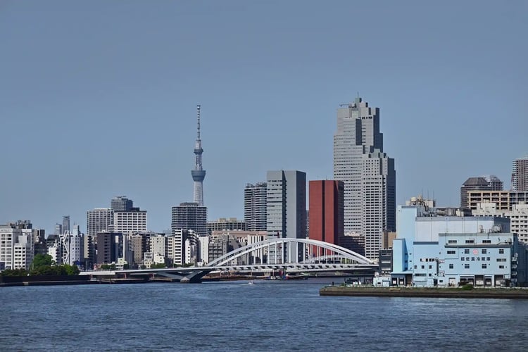 Tokyo Port Tsukiji Ohashi Bridge Sumida River Skytree