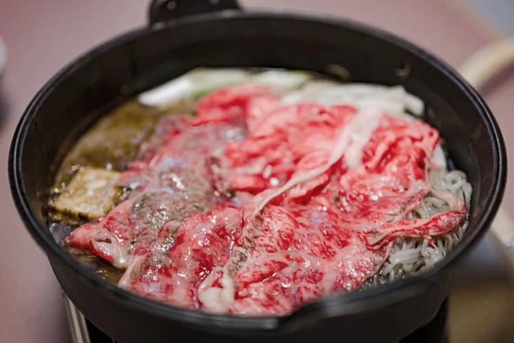 Premium marbled sukiyaki