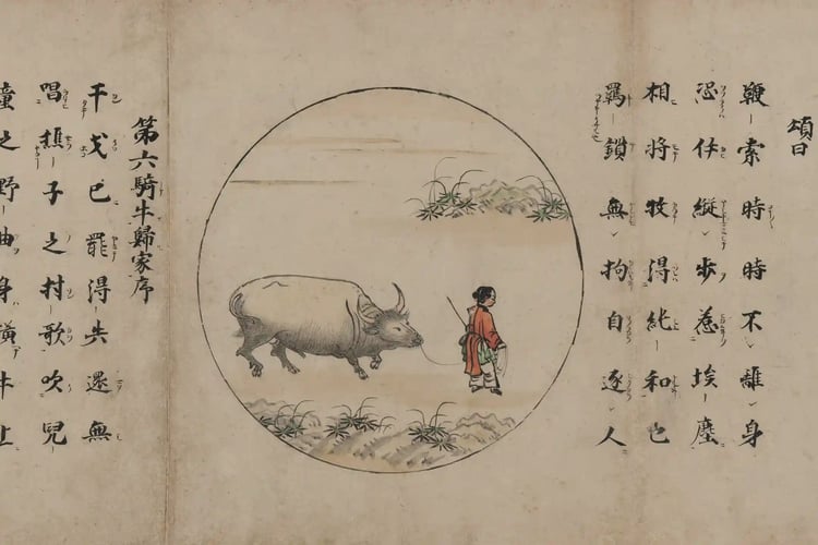 Ten Verses on Oxherding - handscroll, Japan