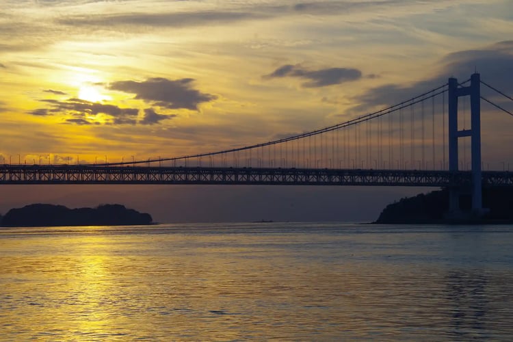 The Seto Ohashi Bridge and the sunrise