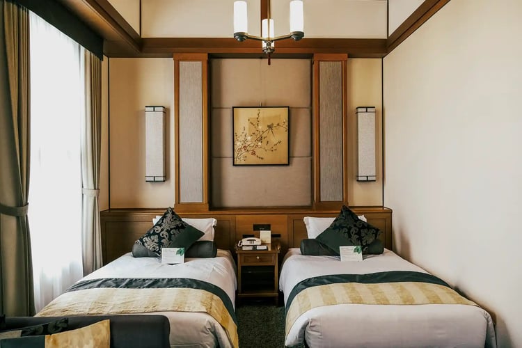 Bedroom of a luxury hotel in Japan