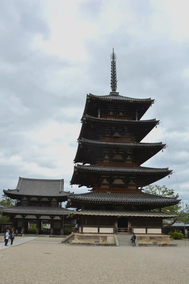 The five-storied pagoda of Horyu-ji Temple in Nara (the world_s oldest wooden building)
