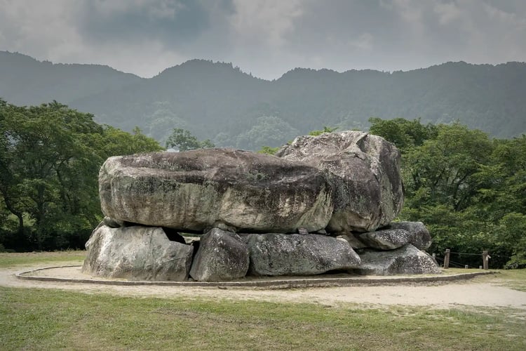 The capstone of the stone chamber at Ishibutai Kofun, Nara