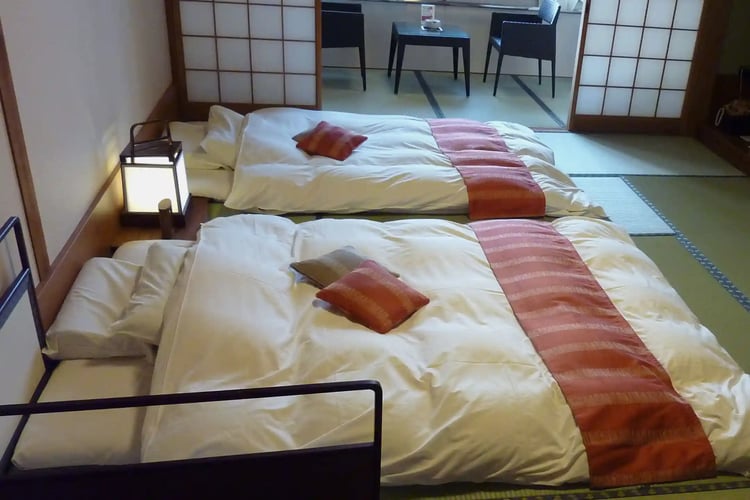 A futon on tatami mats