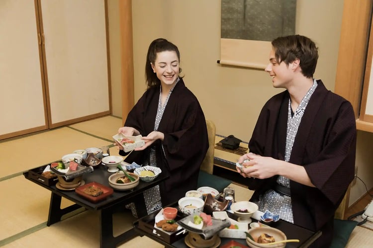 Having a meal in a private room