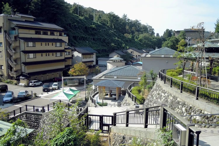 A view of the Yuwaku hot spring town
