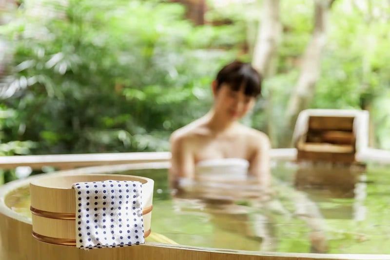 A bookable private open-air bath at a ryokan