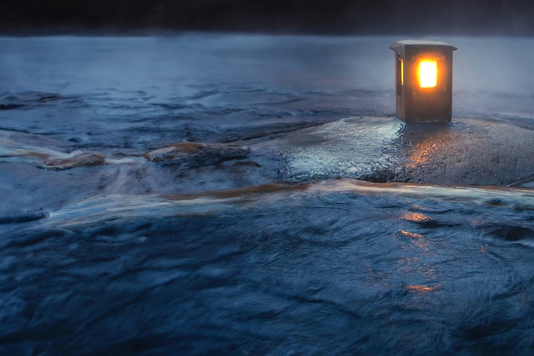 A natural open-air rock bath with abundant hot spring water