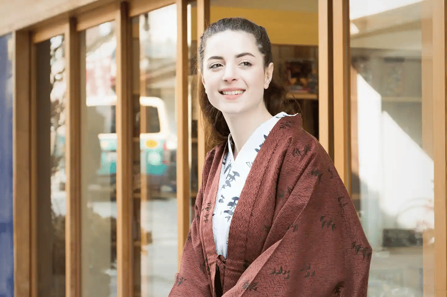 Enjoying the hot springs in a yukata