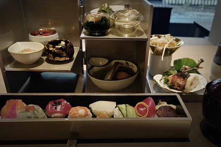 A traditional Japanese multi-course dinner