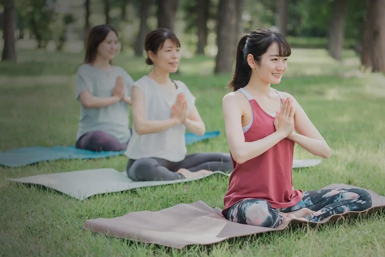 Outdoor yoga session