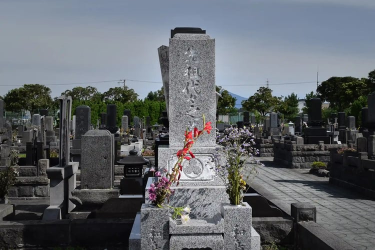 Gravestones with Flower Offerings