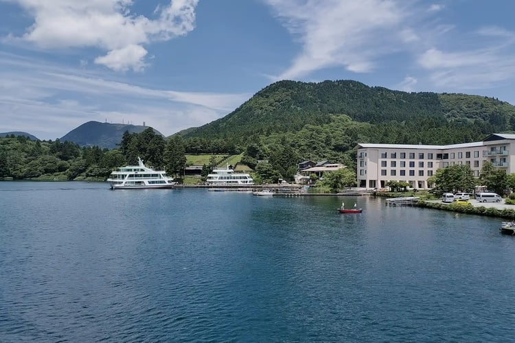 Hakone-machi Port as seen from the Hakone Pirate Ship on Lake Ashi