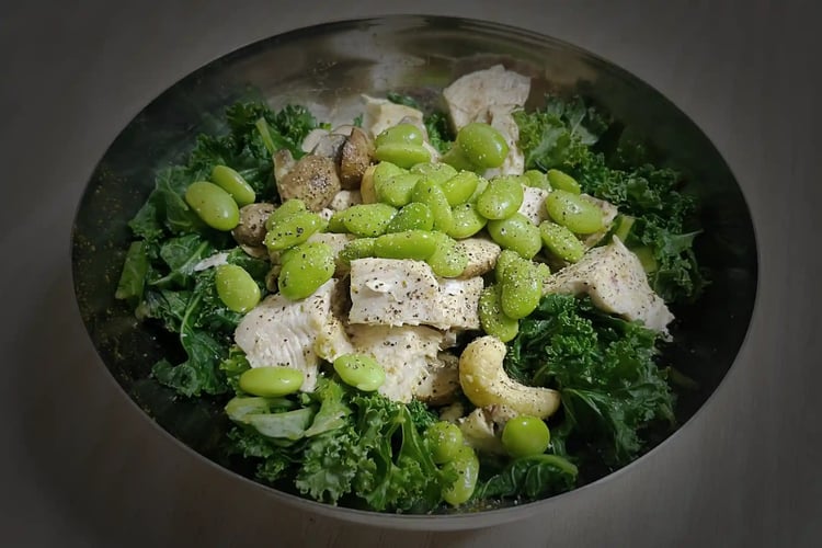 Protein Salad with Beans, Kale, and Chicken Breast