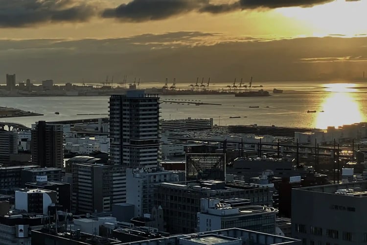 Sunset over Kobe and the Seto Inland Sea