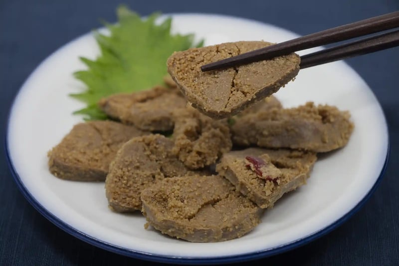 Pufferfish roe pickled in rice bran, the Ishikawa delicacy made from a lethal ovary