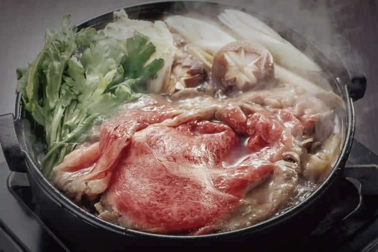 Sukiyaki featuring high-quality beef