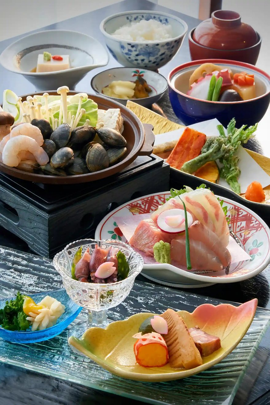 Traditional Japanese multi-course dinner