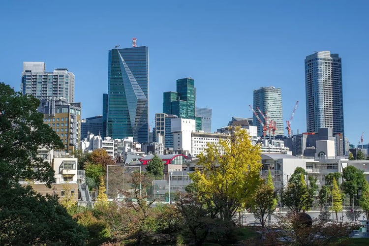 Autumn views of Akasaka and Azabudai as seen from Roppongi 6-chome, Tokyo