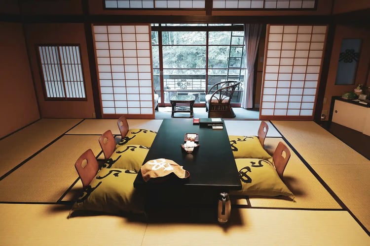 Traditional Japanese rooms with tatami mats