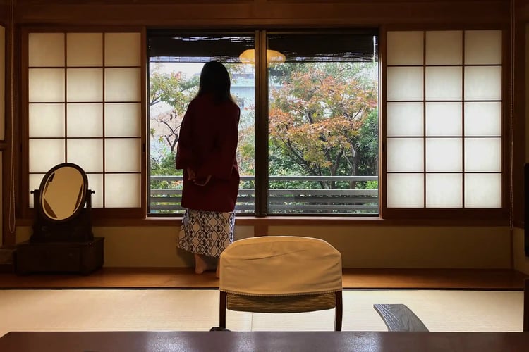A woman in a Japanese-style room