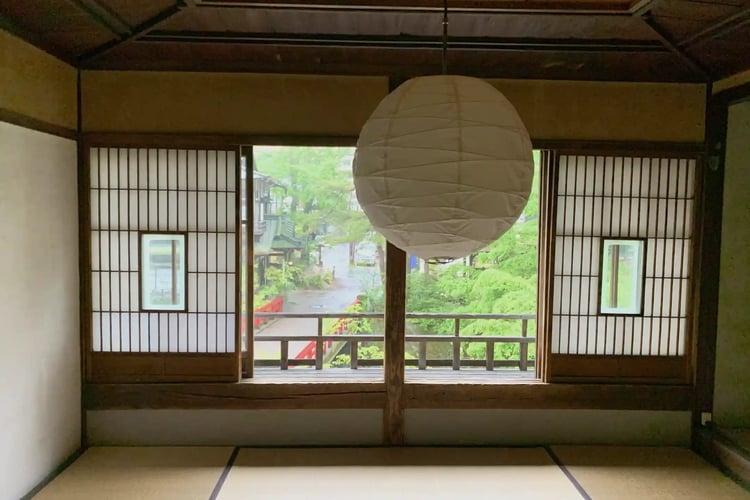 A Japanese-style room in a traditional inn (ryokan)