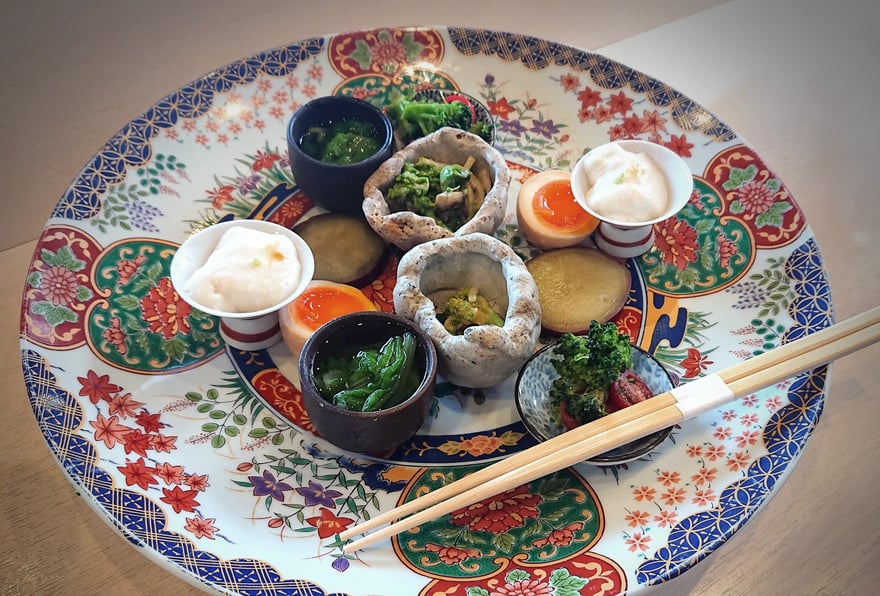 An Assortment of Seasonal Japanese Appetizers
