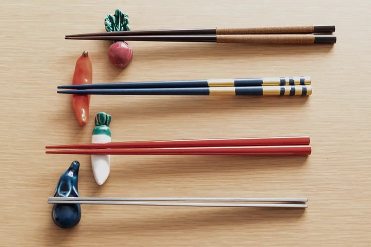 Colorful chopsticks and chopstick rests