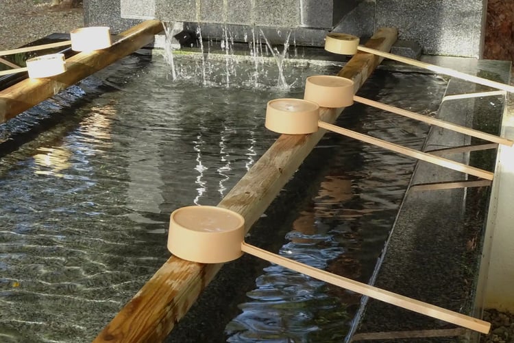 the ladle at the purification fountain
