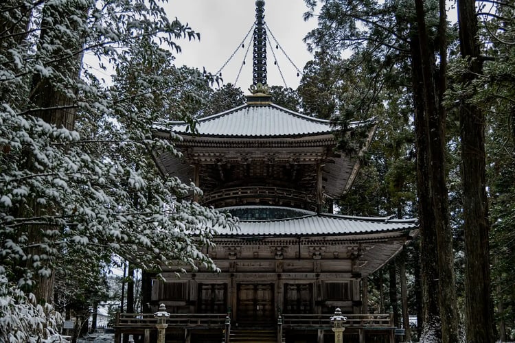 The Sai-to Pagoda in a snowscape