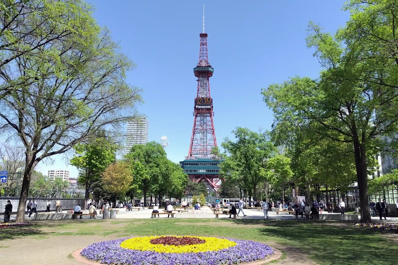 Odori Park and the TV Tower in Early Summer Sapporo, full of color