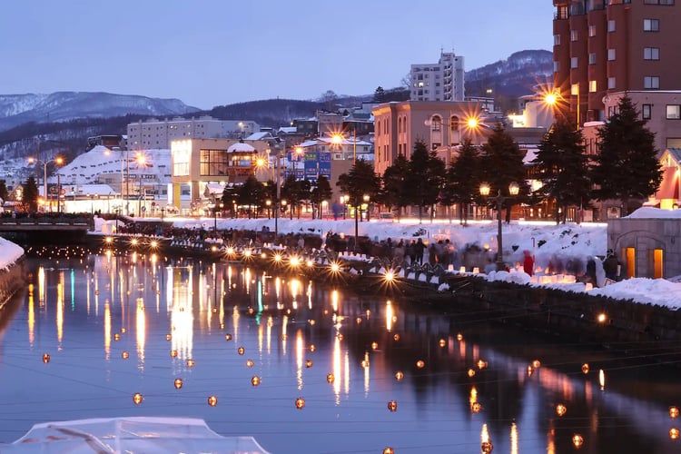 The night view of the Otaru Canal