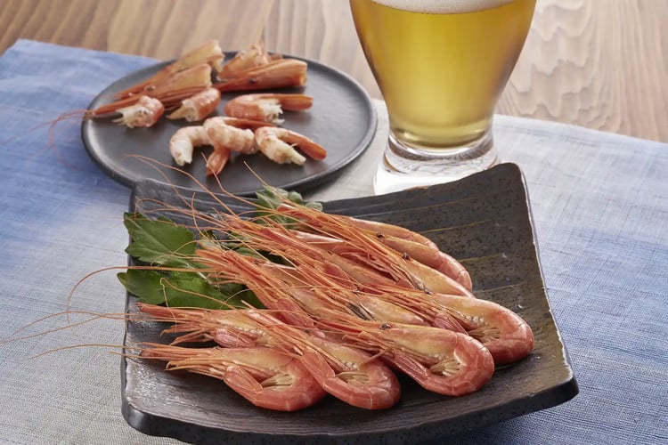 Hokkai Shrimp, Draft Beer, and Appetizer Set