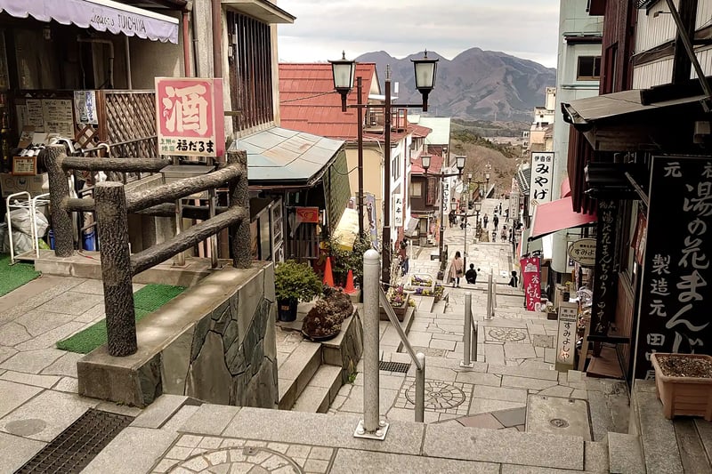 The view (or scenery) from the stone steps of Ikaho Onsen