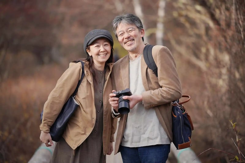 A couple hiking in the mountains