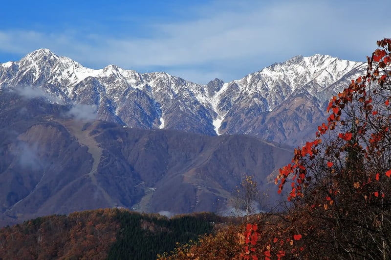 The Northern Japan Alps in Nagano Prefecture and their autumn foliage