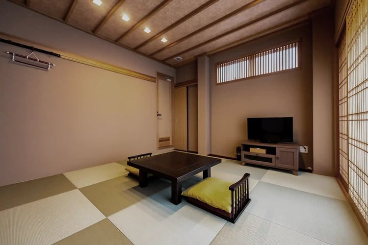 A Japanese-style room bathed in soft sunlight