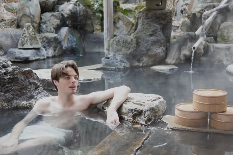 Private open-air bath in guest room