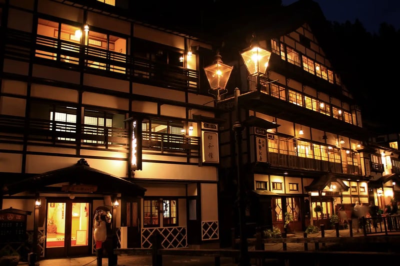 The magical night view of Ginzan Onsen