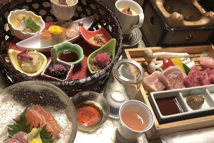 Wagyu beef for dinner at the ryokan