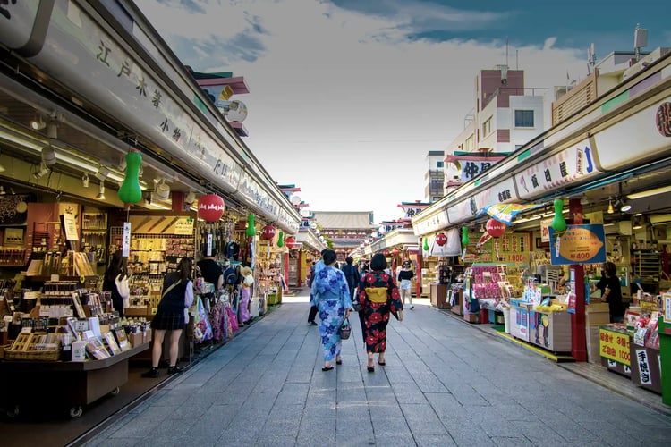 Nakamise-dori (The historic shopping street in Asakusa, Tokyo)