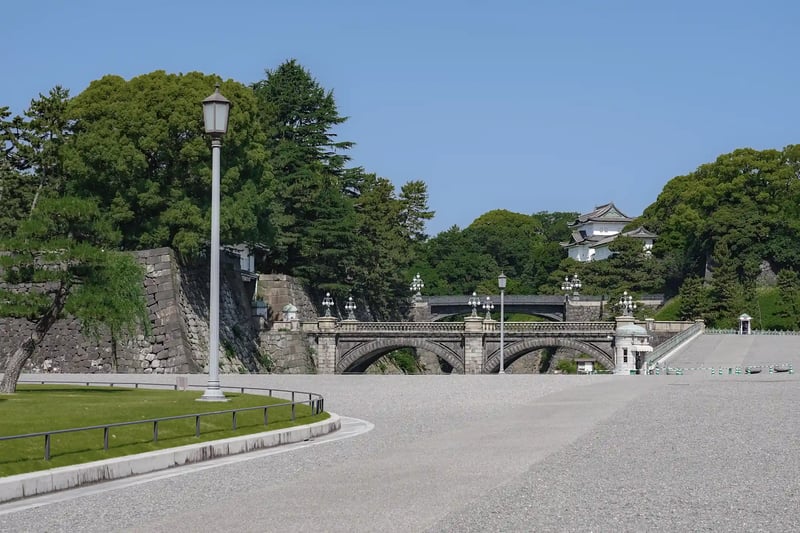 The Main Gate Stone Bridge, commonly known as Nijubashi, viewed from the Kokyo Gaien National Garden